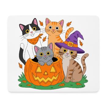 Kürbis Katzen Halloween Trio - Mousepad (Querformat) - Weiß - Vorne