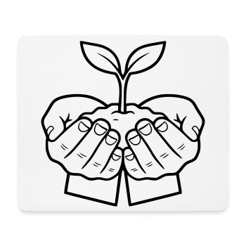 Pflanze in Händen | Wachstum & Hoffnung - Mousepad (Querformat) - Weiß - Vorne