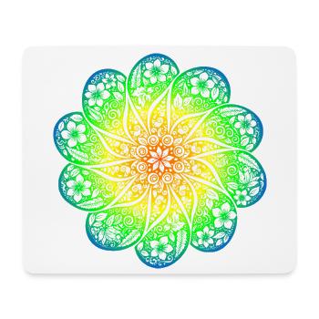 Blumen Rainbow Mandala Hoodie im Boho Retro Style - Mousepad (Querformat) - Weiß - Vorne
