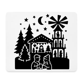 Silhouette du marché de Noël - Tapis de souris (format paysage) - blanc - Devant