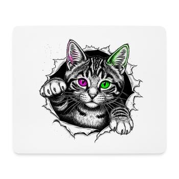 Cute Cat Peeps Out of Crack - Gothic Kitten - Mouse Pad (horizontal) - white - Front
