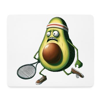 Lustige Avocado Beim Tennis Mit Schlaeger - Mousepad (Querformat) - Weiß - Vorne