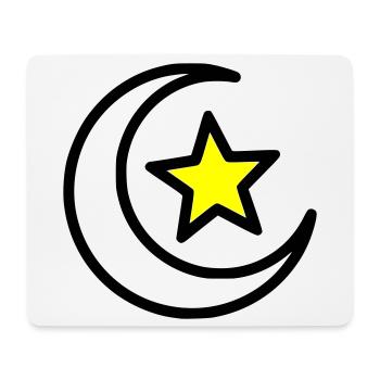 Croissant de Lune et Étoile | Symbole islamique au trait - Tapis de souris (format paysage) - blanc - Devant