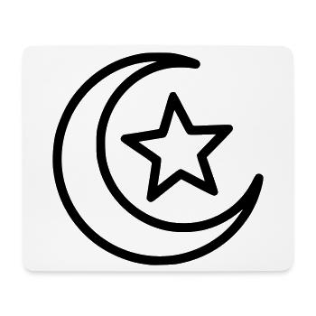 Croissant de Lune et Étoile | Symbole islamique au trait - Tapis de souris (format paysage) - blanc - Devant