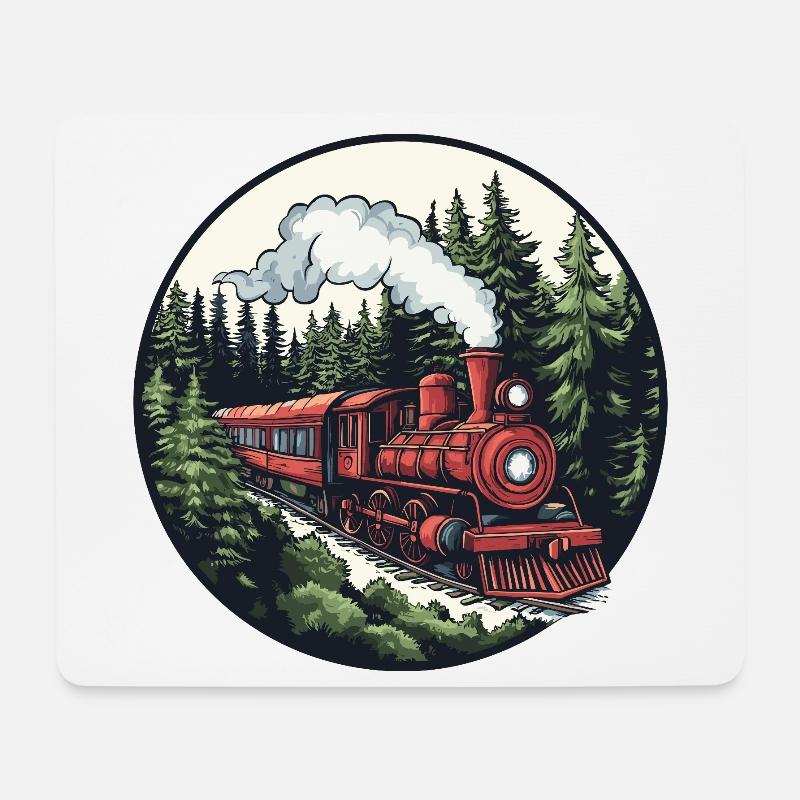 Dampflok im Wald - Mousepad (Querformat) - Weiß