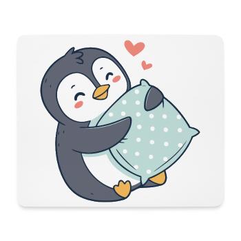 Kuscheliger Pinguin und Polka Dot Kissen - Mousepad (Querformat) - Weiß - Vorne