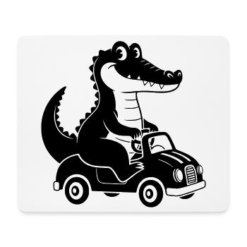 Fahrendes Krokodil Cartoon Illustration - Mousepad (Querformat) - Weiß - Vorne