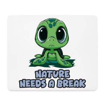 Nature Needs a Break - Turtle - Mouse Pad (horizontal) - white - Front