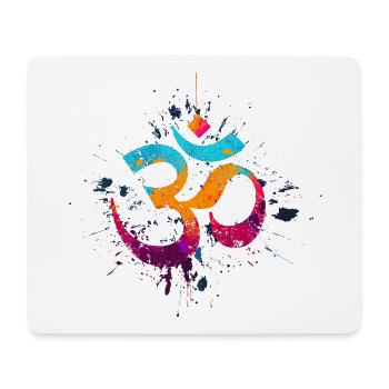 Om Splash Art – Colorful Spiritual Symbol - Mouse Pad (horizontal) - white - Front