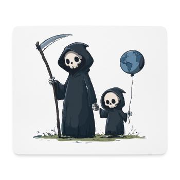 Süßer Grim Reaper mit Kind - Mousepad (Querformat) - Weiß - Vorne