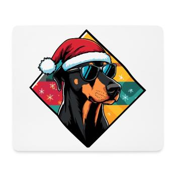 Dobermann Weihnachten Sonnenbrille - Mousepad (Querformat) - Weiß - Vorne
