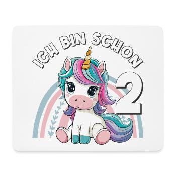 2e anniversaire Licorne Arc-en-ciel mignonne - Tapis de souris (format paysage) - blanc - Devant