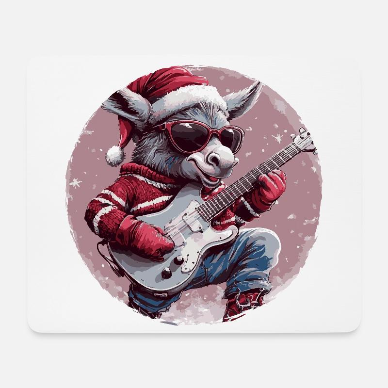 Guitare de Noël Âne - Tapis de souris (format paysage) - blanc