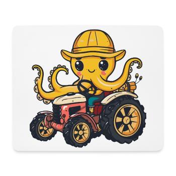 Oktopus Traktor Farmer - Mousepad (Querformat) - Weiß - Vorne