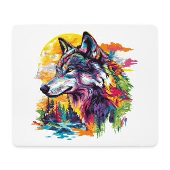 Loup Tête de loup Prédateur Forêt Nature sauvage Coloré - Tapis de souris (format paysage) - blanc - Devant