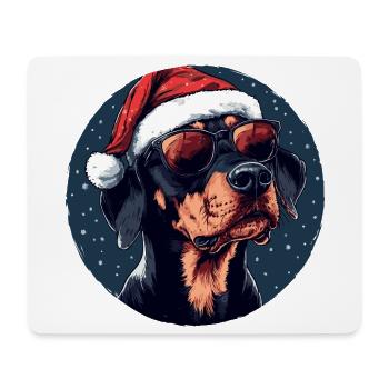 Christmas dog with sunglasses - Mouse Pad (horizontal) - white - Front