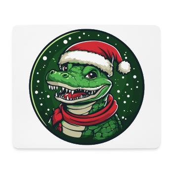 Alligator with Santa Hat - Mouse Pad (horizontal) - white - Front