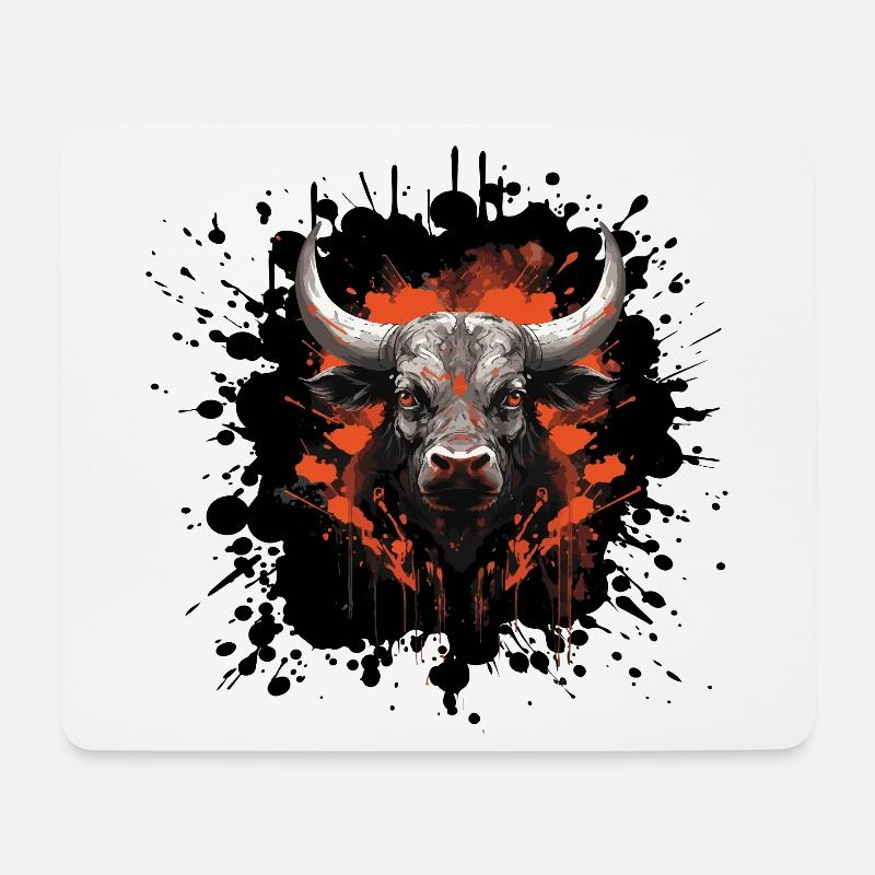 Stier Bull Klecks - Mousepad (Querformat) - Weiß