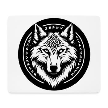 Loup aux symboles nordiques - Tapis de souris (format paysage) - blanc - Devant