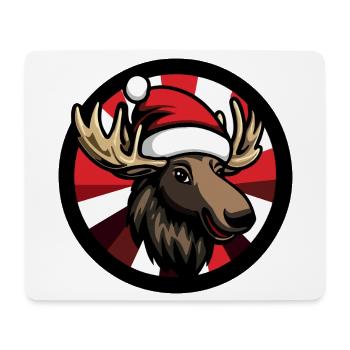 Christmas Moose with Santa Hat - Mouse Pad (horizontal) - white - Front