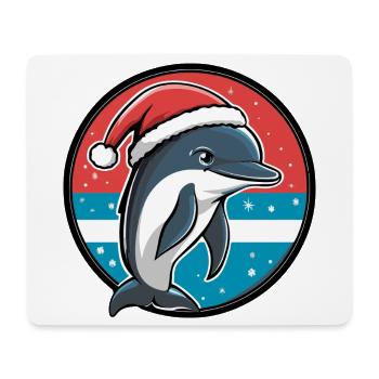 Delfin mit Weihnachtsmütze - Mousepad (Querformat) - Weiß - Vorne