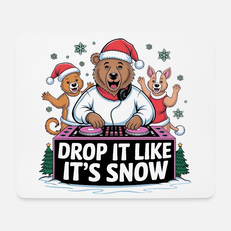 DJ Bären Weihnachtsparty - Mousepad (Querformat) - Weiß