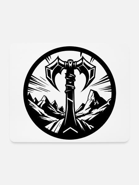 Barbarensymbol – Stammesaxt - Mousepad (Querformat) - Weiß