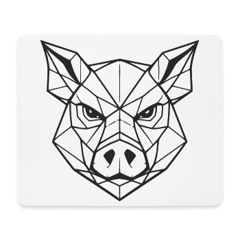 Geometrische Schweine-Kopfzeilen-Kunst - Mousepad (Querformat) - Weiß - Vorne