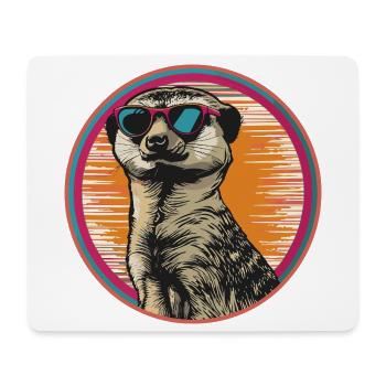 Erdmännchen mit Retro-Sonnenbrille - Mousepad (Querformat) - Weiß - Vorne