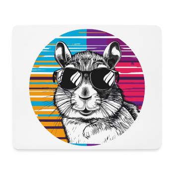 Hamster mit Sonnenbrille - Mousepad (Querformat) - Weiß - Vorne