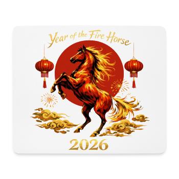 Chinesisches Neujahr Pferd 2026 Familien Geschenk - Mousepad (Querformat) - Weiß - Vorne
