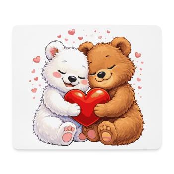 Bears in love with heart – Valentine's Day motif - Mouse Pad (horizontal) - white - Front