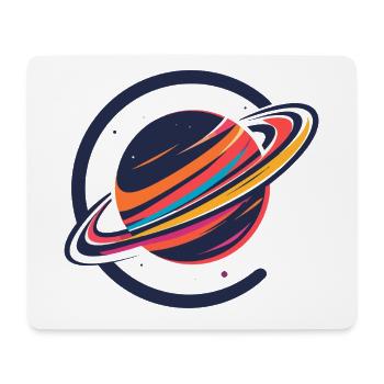 Colorful Planet with Rings Outer Space Motif - Mouse Pad (horizontal) - white - Front