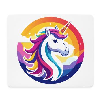 Rainbow Unicorn Colorful Unicorn Head Motif - Mouse Pad (horizontal) - white - Front