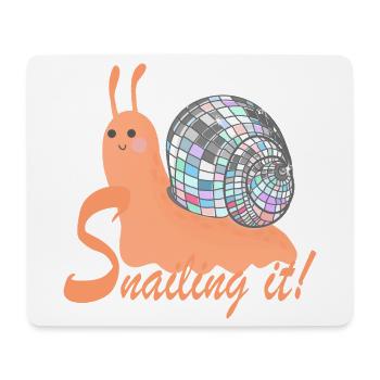 Snailing It! – Colorful Snail with Disco Ball - Mouse Pad (horizontal) - white - Front