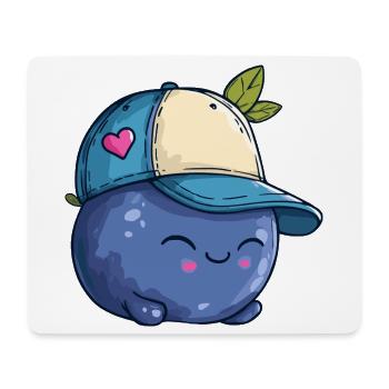 Kawaii Blaubeere mit Cap - Mousepad (Querformat) - Weiß - Vorne