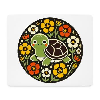 Winzige Schildkröte im Blumenkreis - Mousepad (Querformat) - Weiß - Vorne