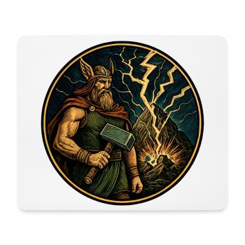 Thor mit Hammer - Mousepad (Querformat) - Weiß - Vorne