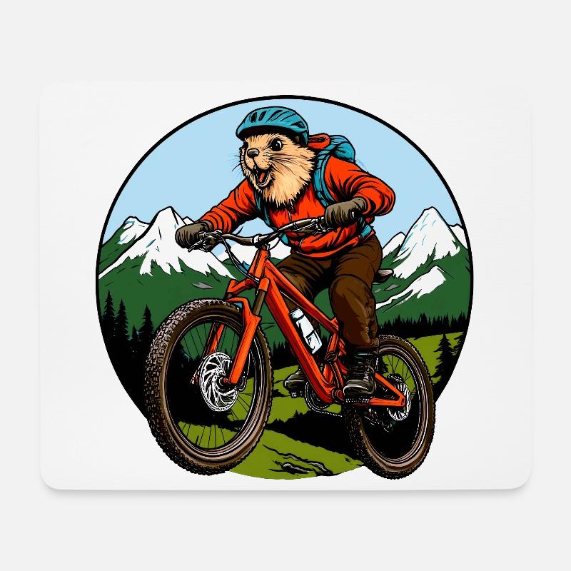 Murmeltiere Biker / Freeride Biking - Mousepad (Querformat) - Weiß