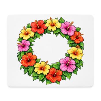 Colorful Hibiscus Flower Ring - Mouse Pad (horizontal) - white - Front