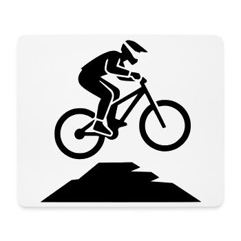 MTB Sprung Biker Silhouette - Mousepad (Querformat) - Weiß - Vorne