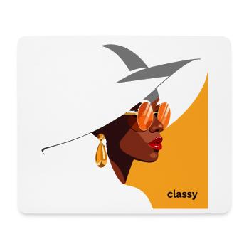 Femme élégante avec chapeau et lunettes de soleil - Tapis de souris (format paysage) - blanc - Devant