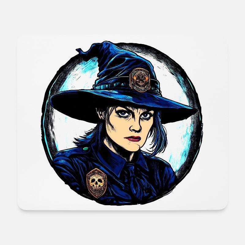 Hexen Polizistin - Mousepad (Querformat) - Weiß