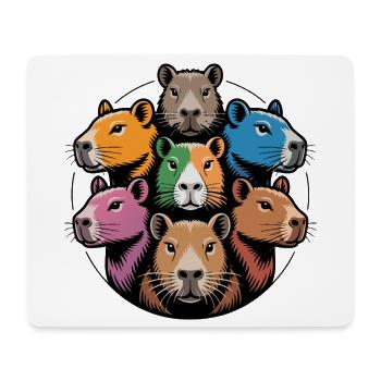 Multicolor Capybara Round Colorful Water Glows - Mouse Pad (horizontal) - white - Front