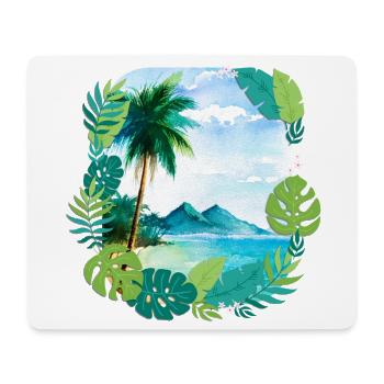 Vacances de rêve à Palm Island : voyage en mer à Hawaii Beach - Tapis de souris (format paysage) - blanc - Devant
