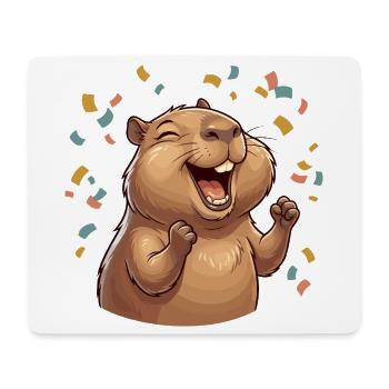 Happy Capybara Capybara - Mouse Pad (horizontal) - white - Front