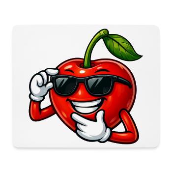 Coole Kirsche Cartoon Comic Obst Design - Mousepad (Querformat) - Weiß - Vorne
