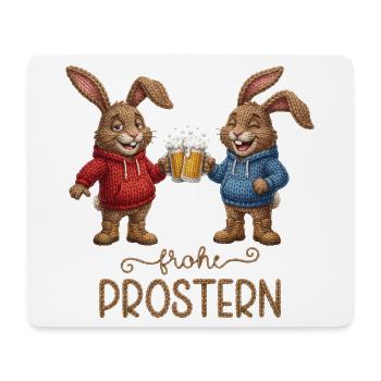 Frohe Prostern Hasen Bier Osterhasen Prosterhase - Mousepad (Querformat) - Weiß - Vorne