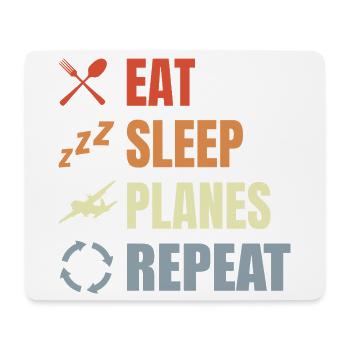 Eat Sleep Planes Repeat - Mousepad (Querformat) - Weiß - Vorne
