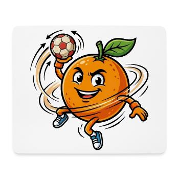 Lustige Handball Orange Maskottchen - Mousepad (Querformat) - Weiß - Vorne